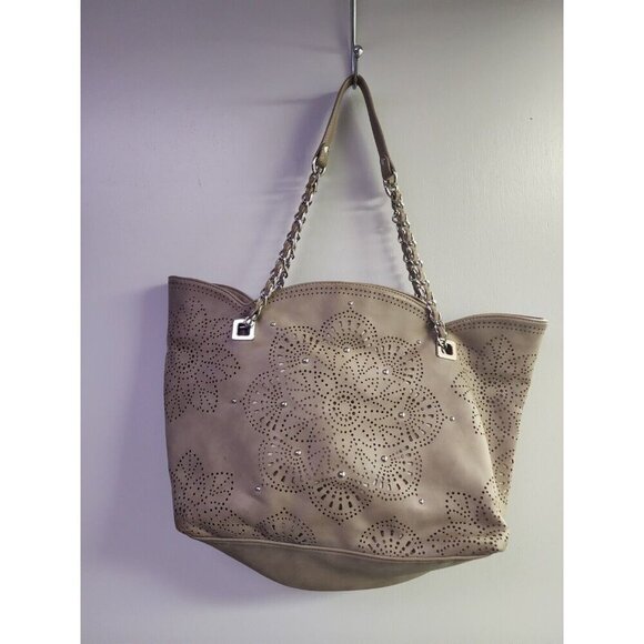 Jessica Simpson Handbags - Jessica Simpson Beige Faux Leather Purse Shoulder Bag Tote Large Mandela (Flaws)